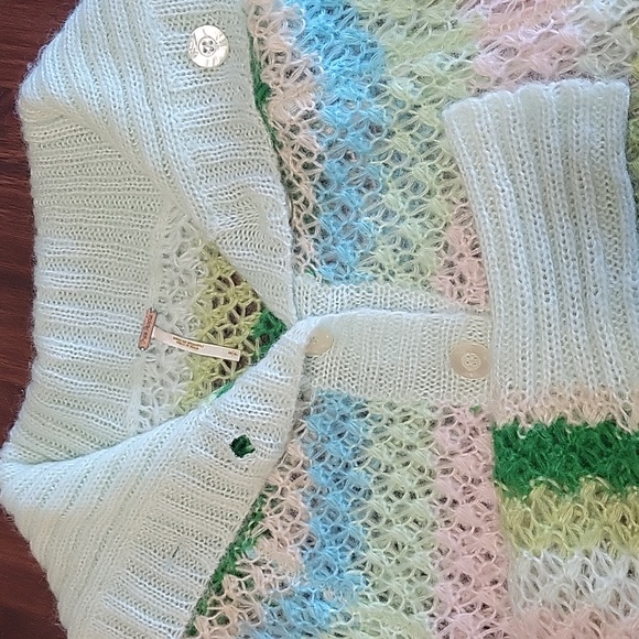 Womens Free People green, blue, pink, button down sweater in size small - Picture 4 of 7